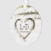 国素朴樺の木ツリーハート結婚のイニシャル オーナメント (正面)