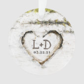 国素朴樺の木ツリーハート結婚のイニシャル オーナメント (正面)