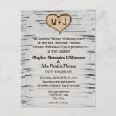 国素朴樺の木ツリーハート結婚式招待状 ポストカード (正面)