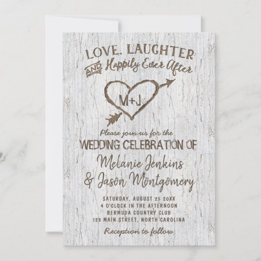 国素朴樺の木ツリーハート結婚式招待状 招待状 (正面)