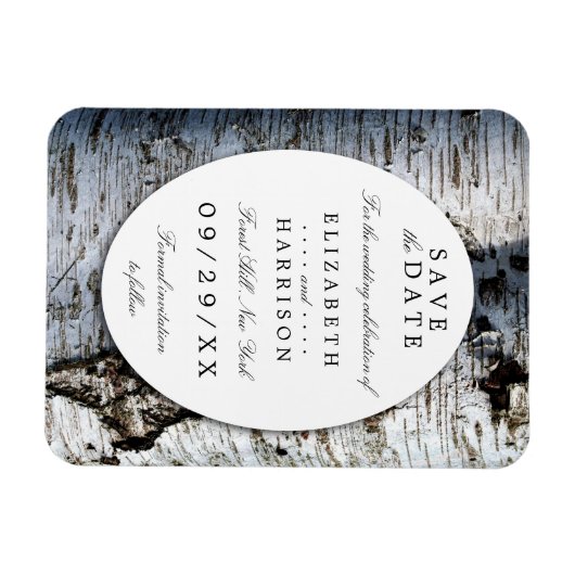 国素朴樺の木ツリー結婚式の日付を保存 マグネット (横)