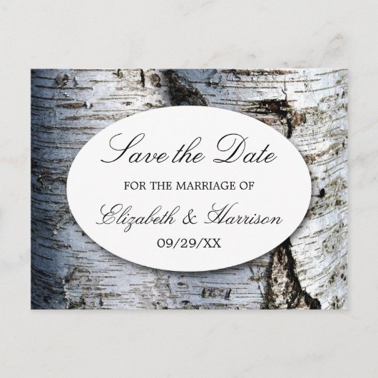 国素朴樺の木ツリー結婚式の日付を保存 案内ポストカード (正面)