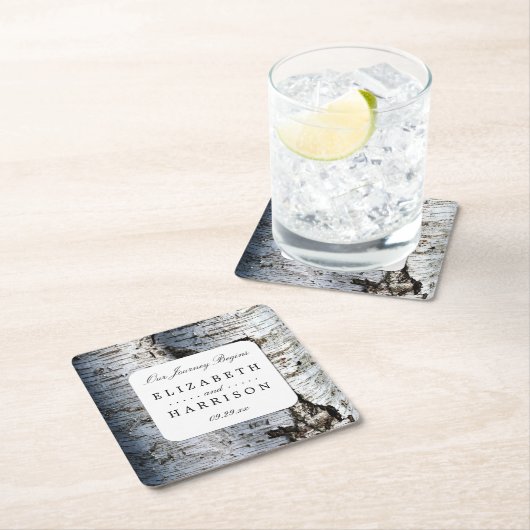 国素朴樺の木ツリ結婚ーズ スクエアペーパーコースター (インサイチュ)