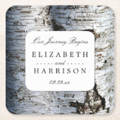 国素朴樺の木ツリ結婚ーズ スクエアペーパーコースター (正面)