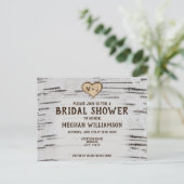 国素朴樺の木ハートイニシャルブライダルシャワー ポストカード (スタンド正面)