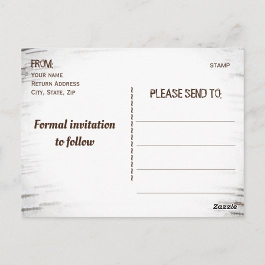 国素朴樺の木ハートイニシャル保存日付 ポストカード (裏面)