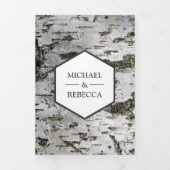 国素朴樺の木樹皮写真結婚の 三つ折り招待状 (カバー)