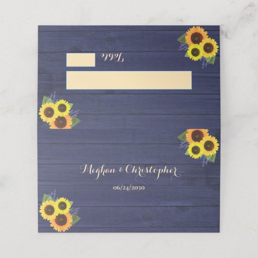 国素朴海軍ウッドサンフラワーフローラ結婚 プレイスカード (外部開封)