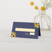 国素朴海軍ウッドサンフラワーフローラ結婚 プレイスカード (裏面)