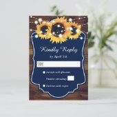 国素朴海軍ブルーウッドサンフラワー結婚ズ 出欠カード (スタンド正面)