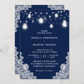 国素朴海軍ブルーメイソンジャールライツ結婚ズ 招待状 (正面/裏面)