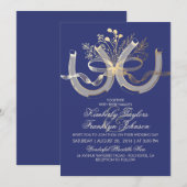 国素朴用蹄鉄金ゴールドと海軍結婚ズ 招待状 (正面/裏面)