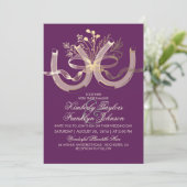 国素朴用馬靴金ゴールドと梅結婚の靴 招待状 (スタンド正面)