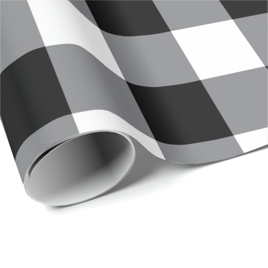 国素朴白黒の格子模様クリスマス ラッピングペーパー (ロールコーナー)