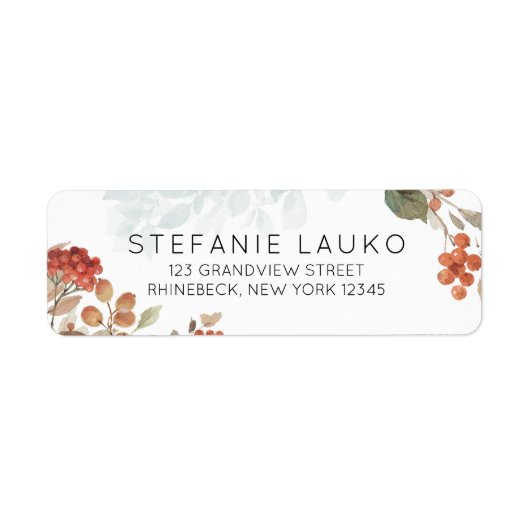 国素朴秋の紅葉の色のアドレス ラベル (正面)