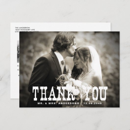 国素朴結婚式ありがとうはがき – 写真 ポストカード (正面/裏面)