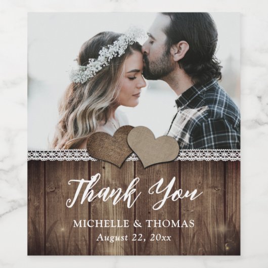 国素朴結婚式フォトワインボトルラベル ワインラベル (シングルラベル)