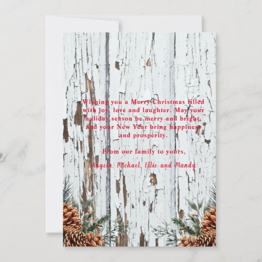 国素朴西部の写真クリスマスカード 招待状 (裏面)