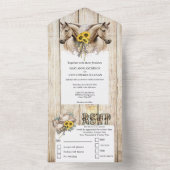 国素朴西部の水色の馬のひまわり オールインワン招待状 (内側)