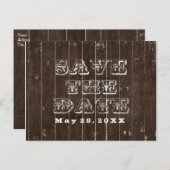 国素朴西部の結婚式の日付の種類を保存 案内ポストカード (正面/裏面)