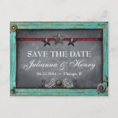 国素朴西部の結婚式の日付を保存 案内ポストカード (正面)