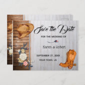 国素朴西部の結婚式の日付を保存 案内ポストカード (正面/裏面)