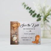 国素朴西部の結婚式の日付を保存 案内ポストカード (スタンド正面)