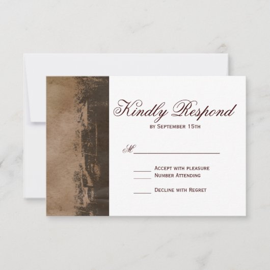 国素朴西部クロスウェディングRSVPカード 出欠カード (正面)