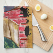 国素朴赤の動物舎 キッチンタオル (四つ折り)