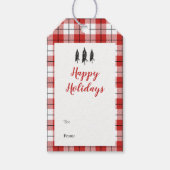 国素朴赤白と黒のフランネルパターン ギフトタグ (正面)