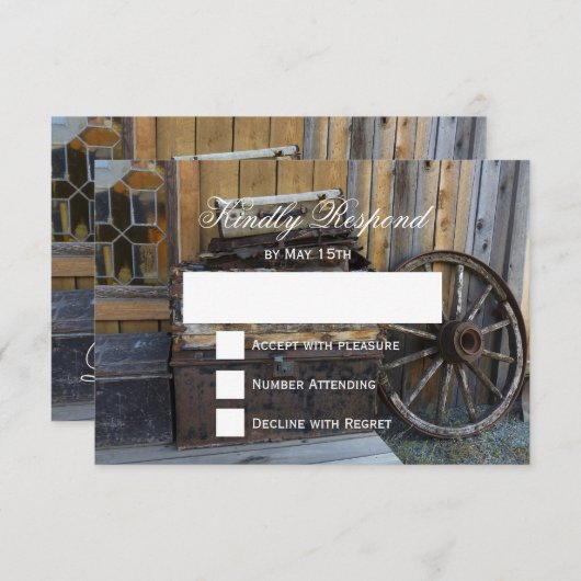 国素朴車のウェディングRSVPカード 出欠カード (正面/裏面)