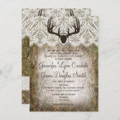 国素朴迷彩柄狩り〔雄ジカの〕枝角結婚式の招待 招待状 (正面/裏面)