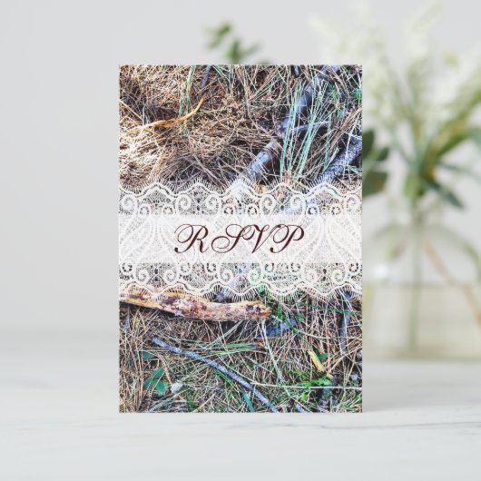 国素朴迷彩柄迷彩結婚式RSVPカード 出欠カード (スタンド正面)