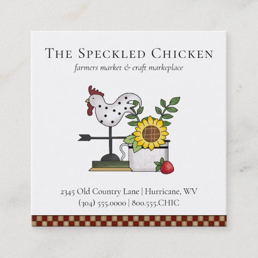 国素朴鶏の鶏のQRコード正方形バス スクエア名刺 (正面)