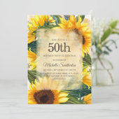 国素朴黄ひまわり50誕生日 招待状 (スタンド正面)