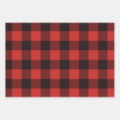 国素朴黒と赤のフランネルパターン ラッピングペーパーシート (正面3)