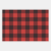 国素朴黒と赤のフランネルパターン ラッピングペーパーシート (正面)