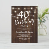 国素朴40歳の誕生日パーティー |カスタム年齢 招待状 (スタンド正面)