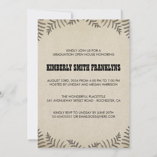 国素朴 | 写真卒業パーティー 招待状 (裏面)