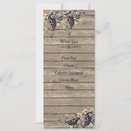 国素朴、木材、ブドウ園、ワインリスト (正面)