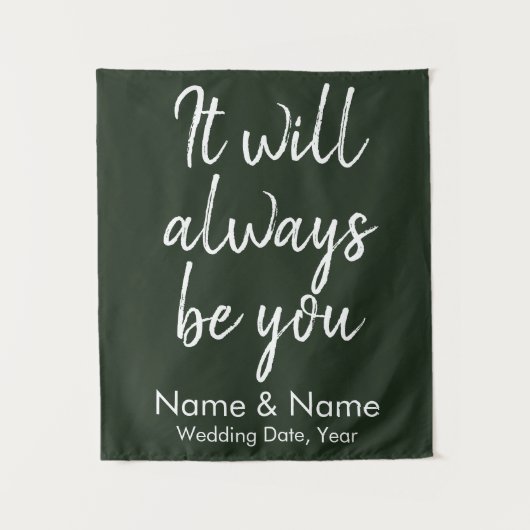 国結婚式の背景式ハンターグリーン タペストリー (正面)