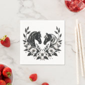 国結婚式 – ウマと花 スタンダードカクテルナプキン (インサイチュ)