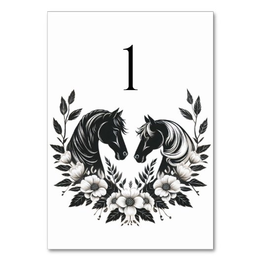 国結婚式 – ウマと花 テーブルナンバー (正面)