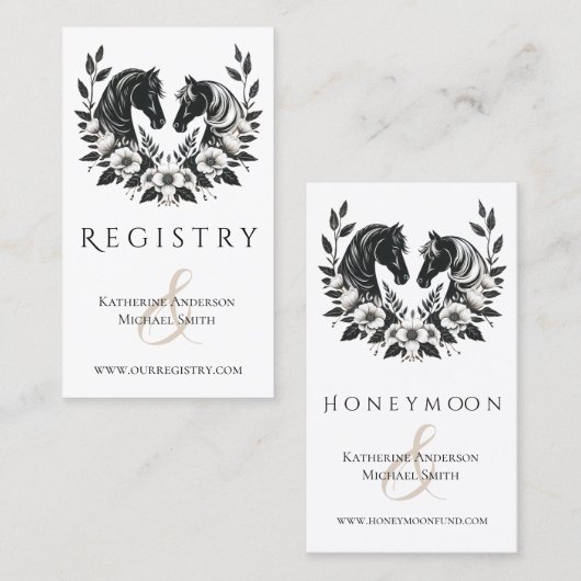 国結婚式 – ウマと花 名刺 (正面/裏面)