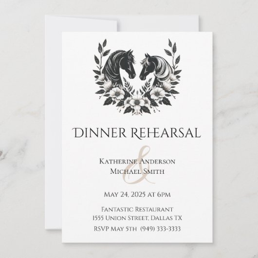 国結婚式 – ウマと花 招待状 (正面)