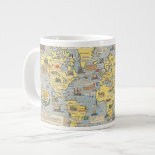 国統一された立世界地図 ジャンボコーヒーマグカップ