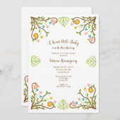 国花フレーム赤ちゃんシャワー 招待状 (正面/裏面)