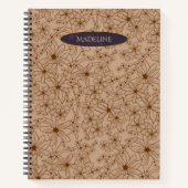 国花手描きパターンタンヴィンテージ ノートブック (正面)