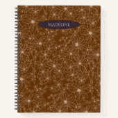 国花手描き模様茶素朴色 ノートブック (正面)