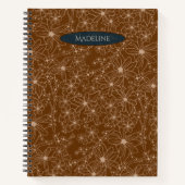 国花手描き模様茶素朴色 ノートブック (正面)